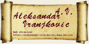Aleksandar Vranjković vizit kartica